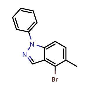 Chemical structure of 4-Bromo-5-methyl-1-phenyl-1H-indazole , CAS 1809168-69-1, AChemBlock N26746