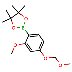 Chemical structure of 2-(2-methoxy-4-(methoxymethoxy)phenyl)-4,4,5,5-tetramethyl-1,3,2-dioxaborolane , CAS 2121513-89-9, AChemBlock N26749