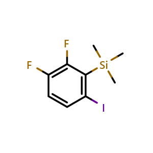 Chemical structure of 2,3-Difluoro-6-iodo-1-(trimethylsilyl)benzene , CAS 1807646-33-8, AChemBlock N26781