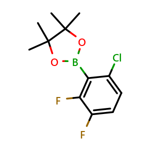 Chemical structure of 2-(6-chloro-2,3-difluorophenyl)-4,4,5,5-tetramethyl-1,3,2-dioxaborolane , CAS 2121514-33-6, AChemBlock N26786
