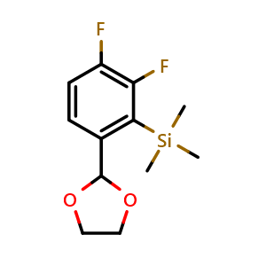 Chemical structure of 2-[3.4-Difluoro-2-(trimethylsilyl)phenyl]-1,3-dioxolane , CAS 1809168-65-7, AChemBlock N26787