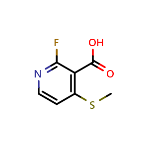 Chemical structure of 2-Fluoro-4-(methylsulfanyl)pyridine-3-carboxylic acid , CAS 1809161-53-2, AChemBlock N26804