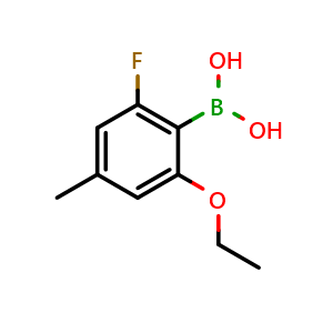 Chemical structure of 2-Ethoxy-6-fluoro-4-methylphenylboronic aicd , CAS 2121513-45-7, AChemBlock N26811