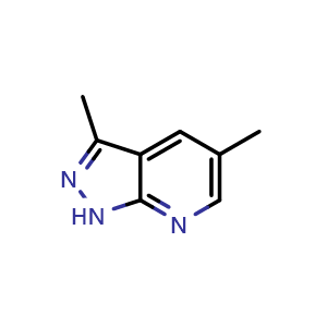 Chemical structure of 3,5-Dimethyl-1H-pyrazolo[3,4-b]pyridine , CAS 1449008-19-8, AChemBlock N26817