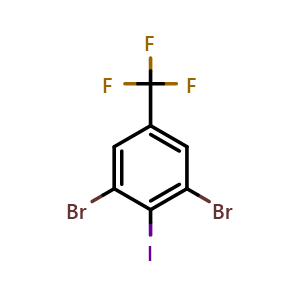 Chemical structure of 2,6-Dibromo-1-iodo-4-(trifluoromethyl)benzene , CAS 1428234-52-9, AChemBlock N26829