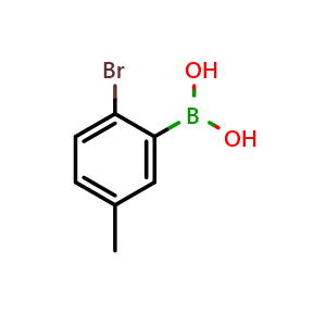 Chemical structure of 2-Bromo-5-methylphenylboronic acid , CAS 1450711-53-1, AChemBlock N26851