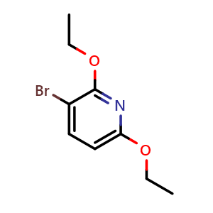 Chemical structure of 3-Bromo-2,6-diethoxypyridine , CAS 1310416-63-7, AChemBlock N26861