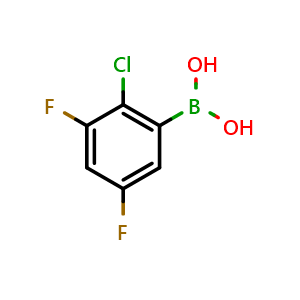 Chemical structure of 2-Choro-3,5-difluorophenylboronic acid , CAS 1451393-37-5, AChemBlock N26888