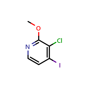 Chemical structure of 3-Chloro-4-iodo-2-methoxypyridine , CAS 1227603-07-7, AChemBlock N26893