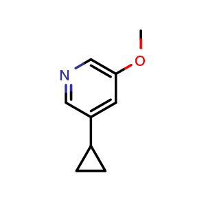 Chemical structure of 5-Cyclopropyl-3-methoxypyridine , CAS 1414870-78-2, AChemBlock N26919