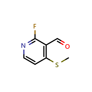 Chemical structure of 2-Fluoro-4-(methylthio)nicotinaldehyde , CAS 1289172-46-8, AChemBlock N26922