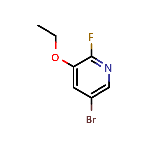 Chemical structure of 5-Bromo-3-ethoxy-2-fluoropyridine , CAS 1414870-69-1, AChemBlock N26926