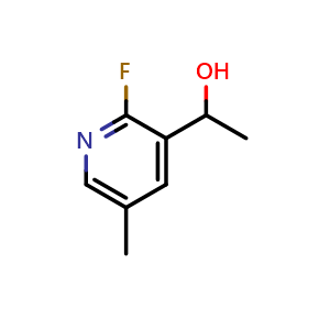 Chemical structure of 1-(2-Fluoro-5-methylpyridin-3-yl)ethan-1-ol , CAS 1449008-18-7, AChemBlock N26930