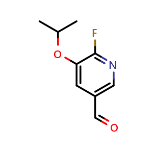 Chemical structure of 6-Fluoro-5-isopropoxynicotinaldehyde , CAS 1289040-12-5, AChemBlock N26939