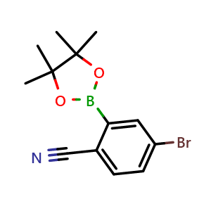 Chemical structure of 4-bromo-2-(4,4,5,5-tetramethyl-1,3,2-dioxaborolan-2-yl)benzonitrile , CAS 863868-20-6, AChemBlock N26953