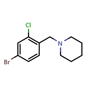 Chemical structure of 1-(4-Bromo-2-chlorophenyl)methylpiperidine , CAS 1200131-41-4, AChemBlock N26960