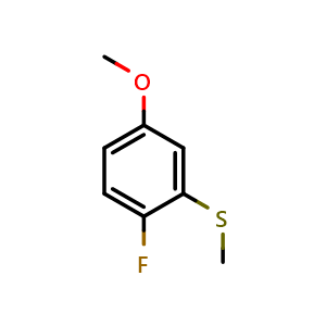 Chemical structure of 1-Fluoro-4-methoxy-2-methylsulfanylbenzene , CAS 836678-96-7, AChemBlock N26979
