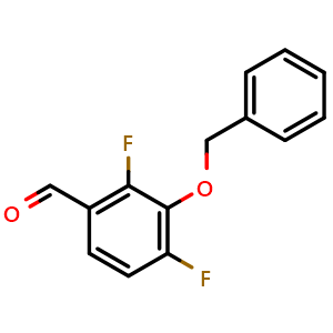 Chemical structure of 2,4-Difluoro-3-(phenylmethoxy)benzaldehyde , CAS 947279-23-4, AChemBlock N26990