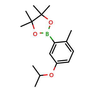 Chemical structure of 2-(5-isopropoxy-2-methylphenyl)-4,4,5,5-tetramethyl-1,3,2-dioxaborolane , CAS 1416723-00-6, AChemBlock N27004