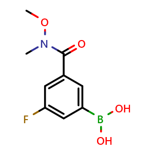 Chemical structure of 3-(N,O-Dimethylhydroxylaminocarbonyl)-5-fluorophenylboronic acid , CAS 1451392-31-6, AChemBlock N27037