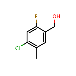 Chemical structure of 4-Chloro-2-fluoro-5-methylbenzyl alcohol , CAS 1805042-06-1, AChemBlock N27048