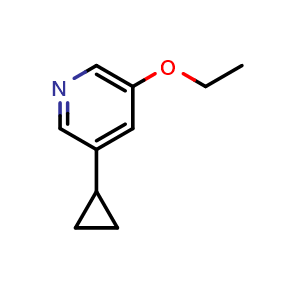 Chemical structure of 5-Cyclopropyl-3-ethoxypyridine , CAS 1414870-62-4, AChemBlock N27053