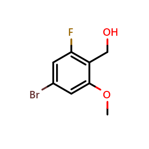 Chemical structure of (4-Bromo-2-methoxy-6-fluorophenyl)methanol , CAS 1417736-85-6, AChemBlock N27072