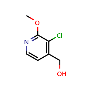 Chemical structure of 3-Chloro-4-hydroxymethyl-2-methoxypyridine , CAS 1227586-24-4, AChemBlock N27074