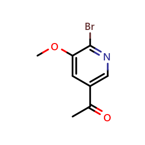 Chemical structure of 1-(6-Bromo-5-methoxypyridin-3-yl)ethan-1-one , CAS 1256821-65-4, AChemBlock N27081
