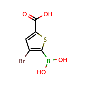 Chemical structure of 3-Bromo-5-carboxythiophene-2-boronic acid , CAS 1451392-85-0, AChemBlock N27082