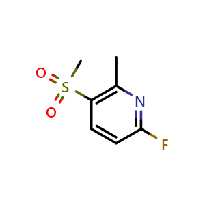 Chemical structure of 6-Fluoro-2-methyl-3-(methylsulfonyl)pyridine , CAS 1037764-87-6, AChemBlock N27089