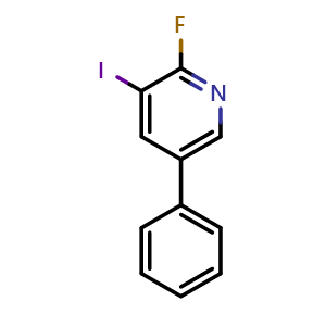 Chemical structure of 2-Fluoro-3-iodo-5-phenylpyridine , CAS 928822-81-5, AChemBlock N27102