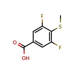 Chemical structure of 3,5-Diflluoro-4-(methylsulfanyl)benzoic acid , CAS 1342067-97-3, AChemBlock N27103