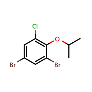Chemical structure of 2,4-Dibromo-6-chloro-1-isopropoxybenzene , CAS 1394291-52-1, AChemBlock N27113