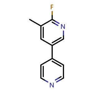 Chemical structure of 2-Fluoro-3-methyl-5-(pyridin-4-yl)pyridine , CAS 1214389-30-6, AChemBlock N27114