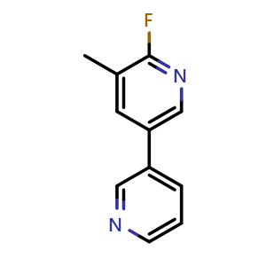Chemical structure of 2-Fluoro-3-methyl-5-(pyridin-3-yl)pyridine , CAS 1214339-11-3, AChemBlock N27118