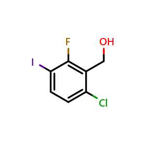 Chemical structure of 6-Chloro-2-fluoro-3-iodobenzyl alcohol , CAS 1449008-32-5, AChemBlock N27120