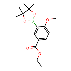 Chemical structure of Ethyl 4-methoxy-3-(tetramethyl-1,3,2-dioxaborolan-2-yl)benzoate , CAS 214360-61-9, AChemBlock N27126