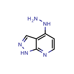 Chemical structure of 1H-Pyrazolo[3,4-b]pyridin-4-ylhydrazine , CAS 49834-59-5, AChemBlock N27130