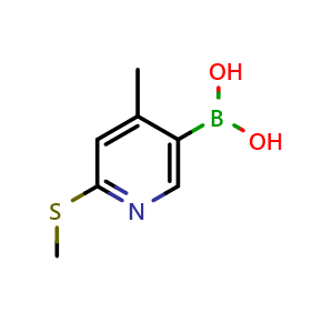 Chemical structure of 4-Methyl-2-(methylthio)-5-pyridylboronic acid , CAS 1451392-61-2, AChemBlock N27154