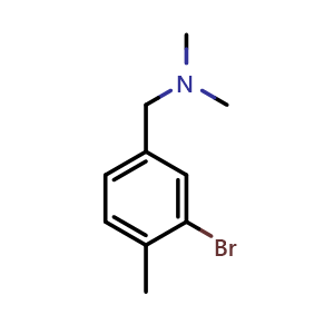 Chemical structure of Dimethyl[(3-Bromo-4-methylphenyl)methyl]amine , CAS 1414870-57-7, AChemBlock N27159