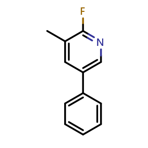 Chemical structure of 2-Fluoro-3-methyl-5-phenylpyridine , CAS 1214362-13-6, AChemBlock N27161