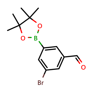 Chemical structure of 3-Bromo-5-(4,4,5,5-tetramethyl-1,3,2-dioxaborolan-2-yl)benzaldehyde , CAS 1352399-74-6, AChemBlock N27165