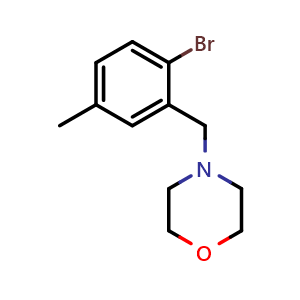 Chemical structure of 4-[(2-Bromo-5-methylphenyl)methyl]-morpholine , CAS 1414870-51-1, AChemBlock N27174