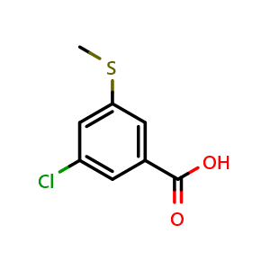 Chemical structure of 3-Chloro-5-(methylthio)benzoic acid , CAS 53985-46-9, AChemBlock N27199