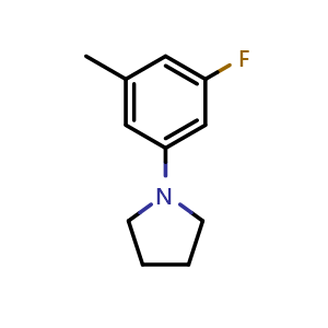 Chemical structure of 1-Cyclopentyl-3-flouro-5-methylbenzene , CAS 2121512-01-2, AChemBlock N27202