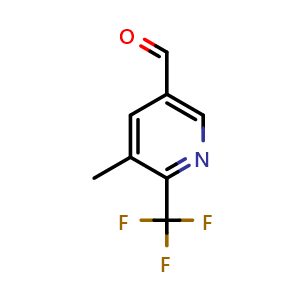 Chemical structure of 3-Methyl-2-(trifluoromethyl)pyridine-5-carbaldehyde , CAS 1198016-48-6, AChemBlock N27208