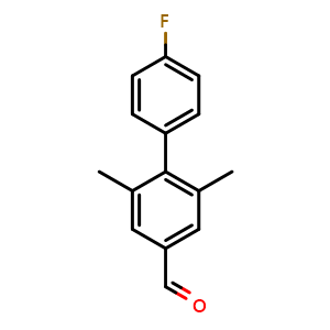 Chemical structure of 2,6-Dimethyl-4'-fluorobiphenyl-4-carboxaldehyde , CAS 1350760-25-6, AChemBlock N27217