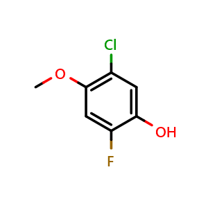 Chemical structure of 5-Chloro-2-fluoro-4-methoxyphenol , CAS 1394953-79-7, AChemBlock N27218