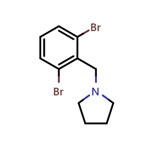 Chemical structure of 1-(2,6-Dibromobenzyl)pyrrolidine , CAS 1414870-52-2, AChemBlock N27221